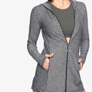 Athleta Vitamin Sea Heather Grey Full Zip Hoodie Jacket Size XXS